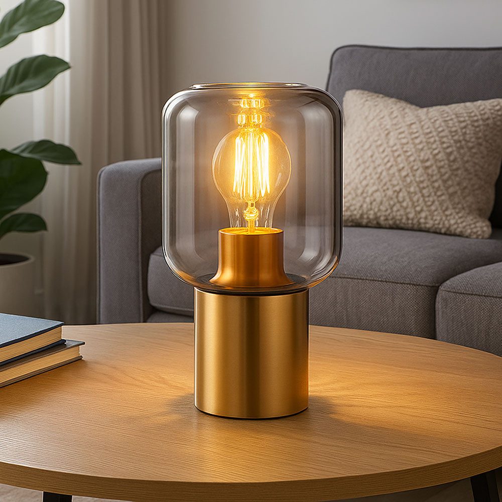 GLOBO LIGHTING LED Tischleuchte, Leuchtmittel inklusive, Warmweiß, LED Tischlampe Schlafzimmerlampe Messing Schreibtischlampe