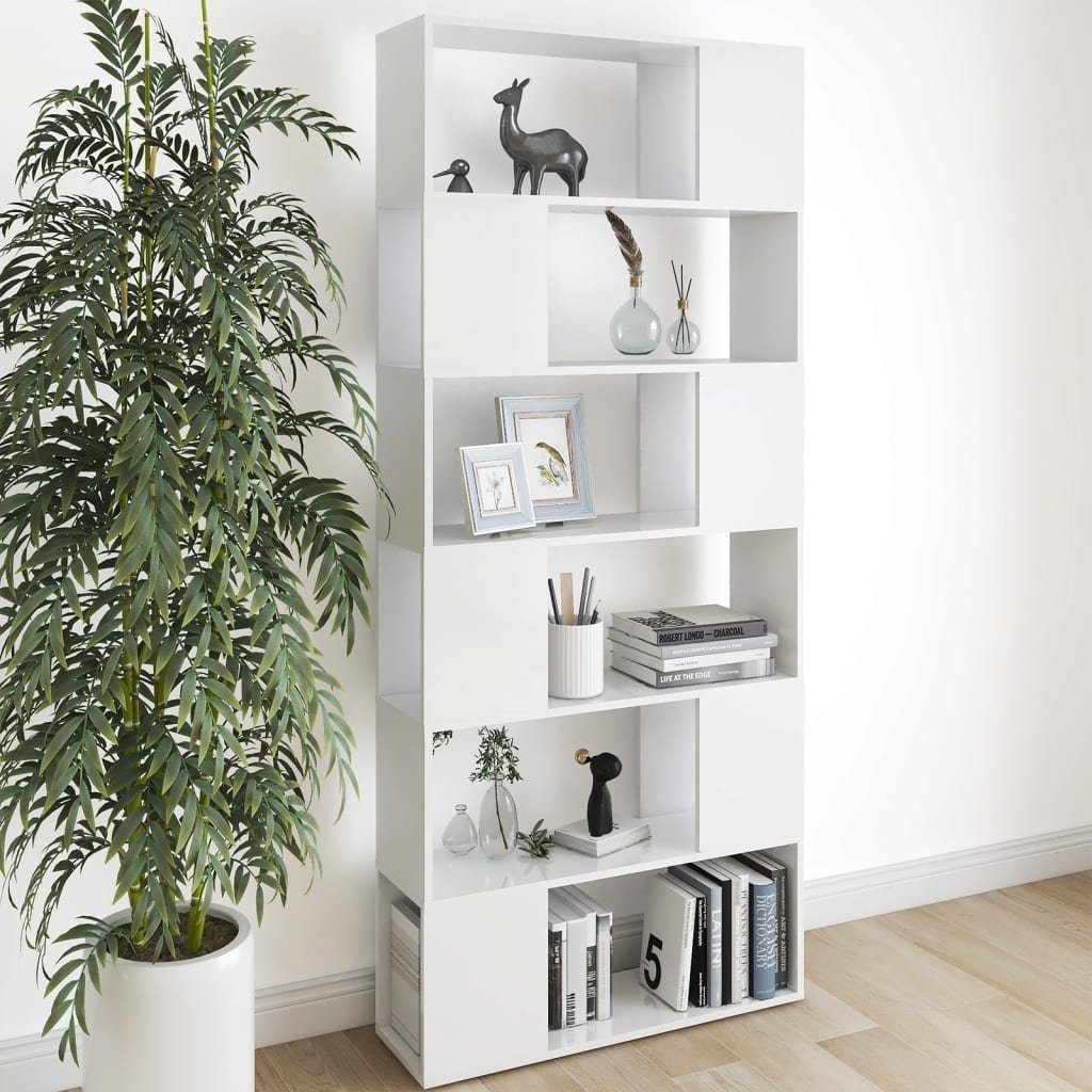 furnicato Bücherregal Raumteiler Weiß 80x24x186 cm Holzwerkstoff