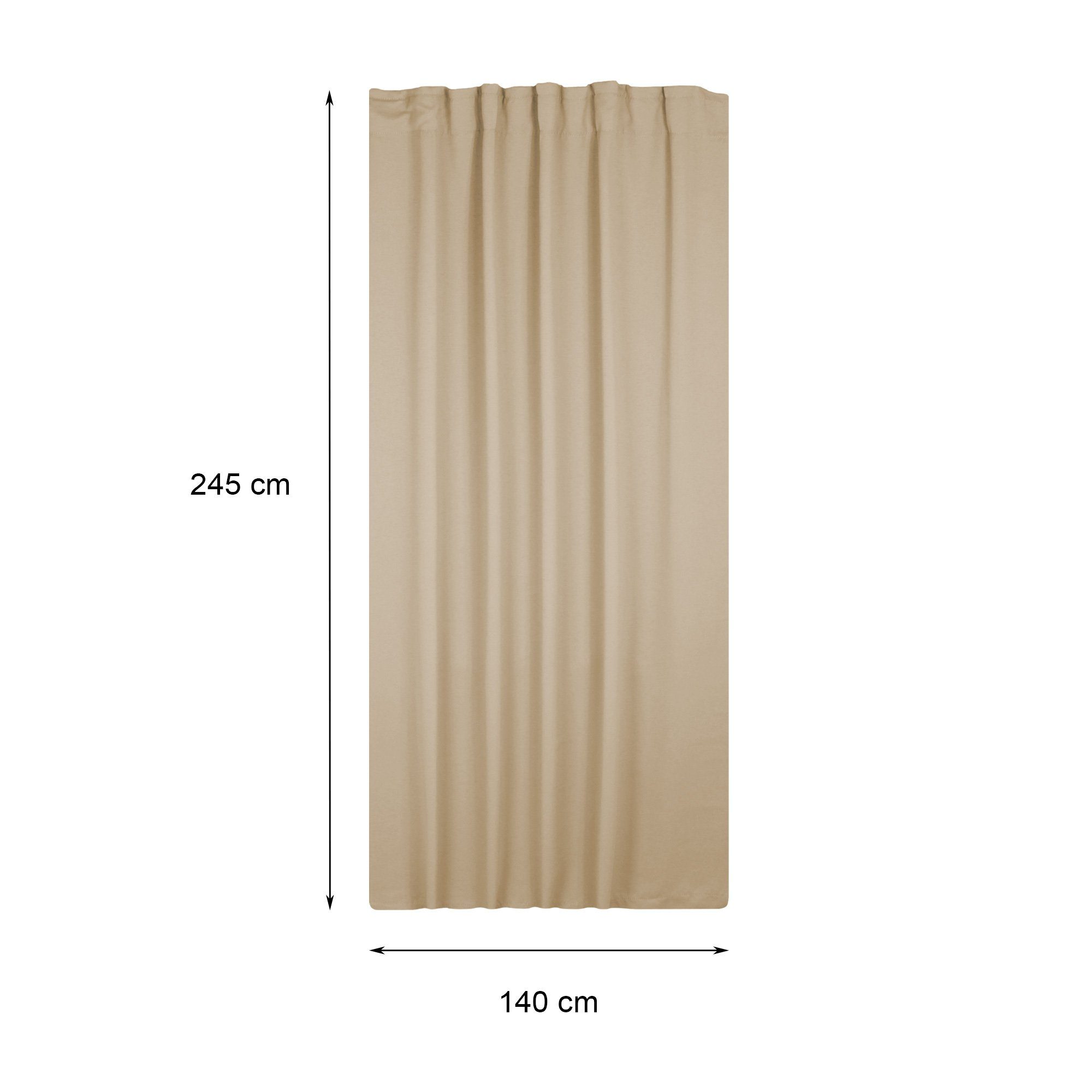 Haus und Deko Verdunkelungsvorhang Verdunklungsgardine Blackout Kräuselband Vorhang blickdicht 135 x 245 (1 St), Kräuselband, abdunkelnd, Polyester