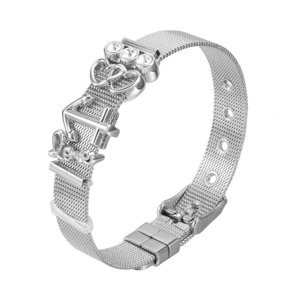 Heideman Armband Mesh Armband poliert (Armband, inkl. Geschenkverpackung), Charms sind austauschbar Silberfarben Poliert
