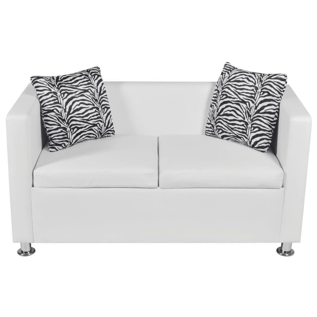 Weiß 2-Sitzer-Sofa vidaXL Couch Kunstleder Sofa