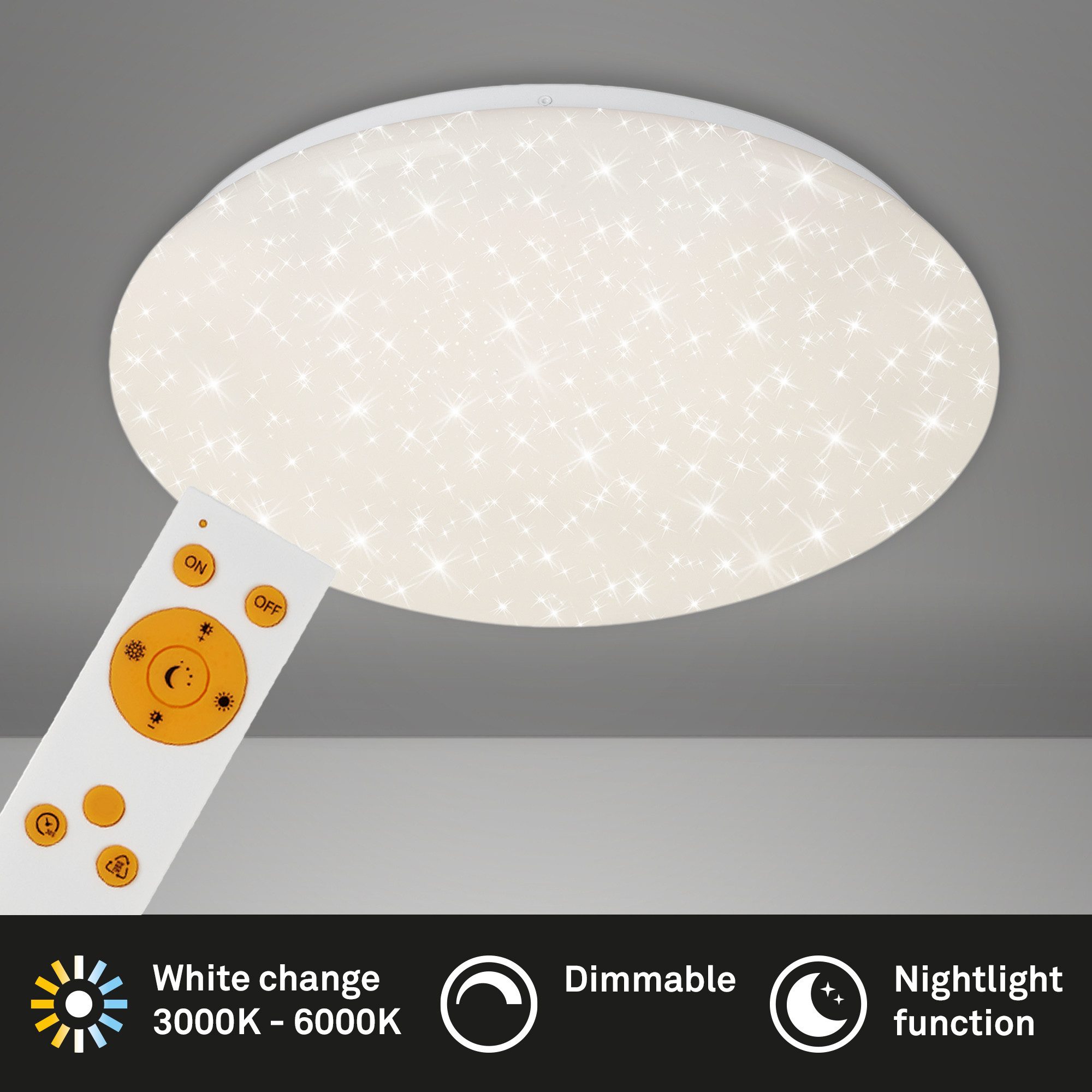 Briloner Leuchten Deckenleuchte LED Deckenlampe Extra-Warmweiß Wohnzimmer Schlafzimmer Küche, LED fest integriert, 2700K - Extra - Warmweiß, Deckenlampe, 38x6,5cm, Weiß, 23W, Wohnzimmer, Schlafzimmer, Küche