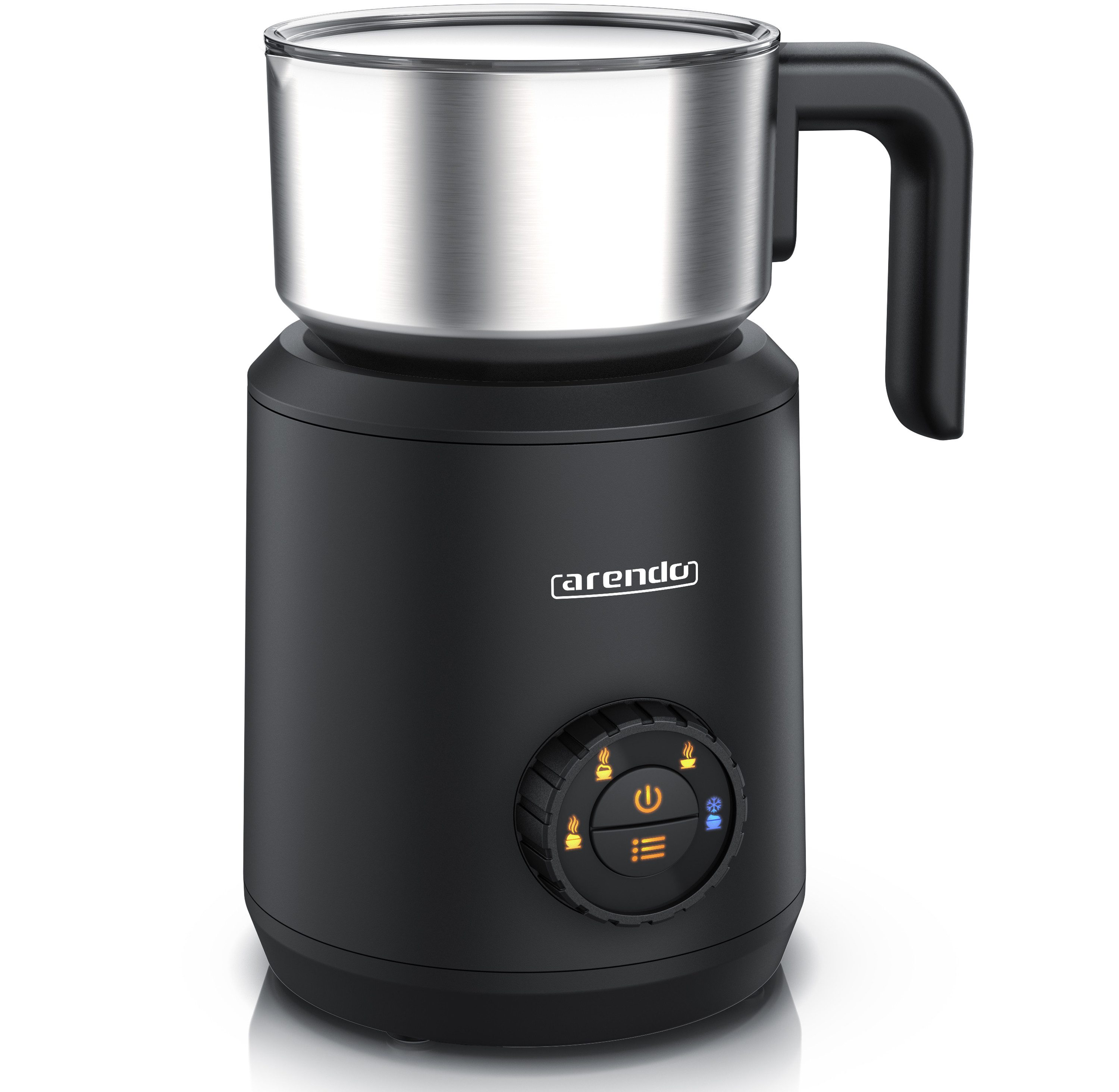 Arendo Миксеры 4in1 Induktion, warm & kalt Schaum, 400ml, Edelstahl, Latte Art, Milk, 550 W, spülmaschinengeeignet, Hafermilch, Kakao, Füllskala, Elektrisch