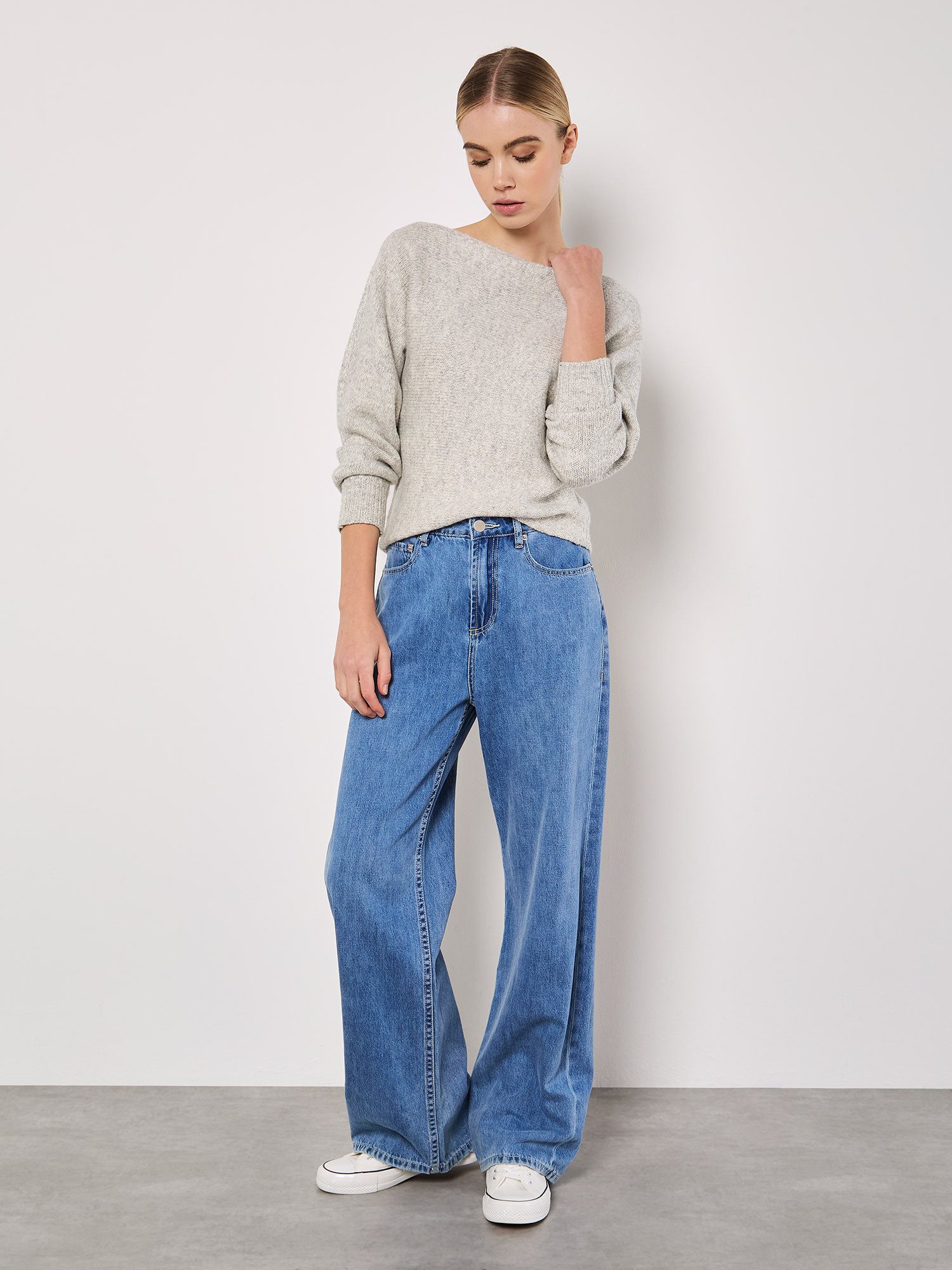 Apricot Strickpullover gerippter Pullover, mit U-Boot-Ausschnitt günstig online kaufen