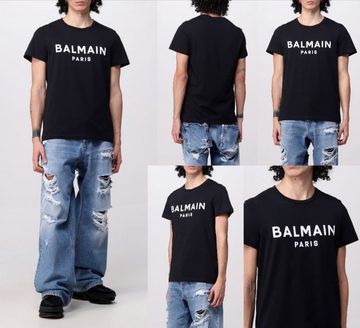 Balmain T-Shirt BALMAIN Flocked Logo Straight Fit T-Shirt Cotton Shirt Paris Tee XL