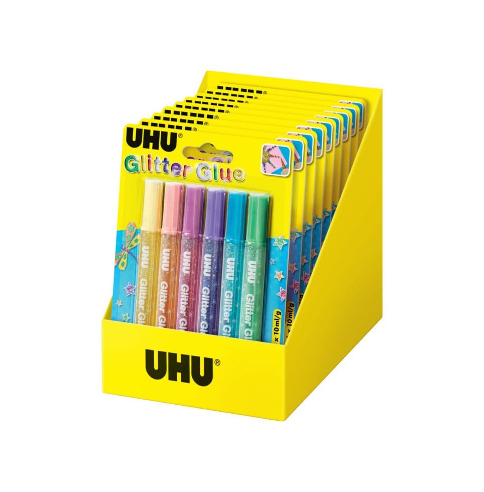 UHU Bastelfarbe UHU Glitter Glue Shiny 6 x 10 ml