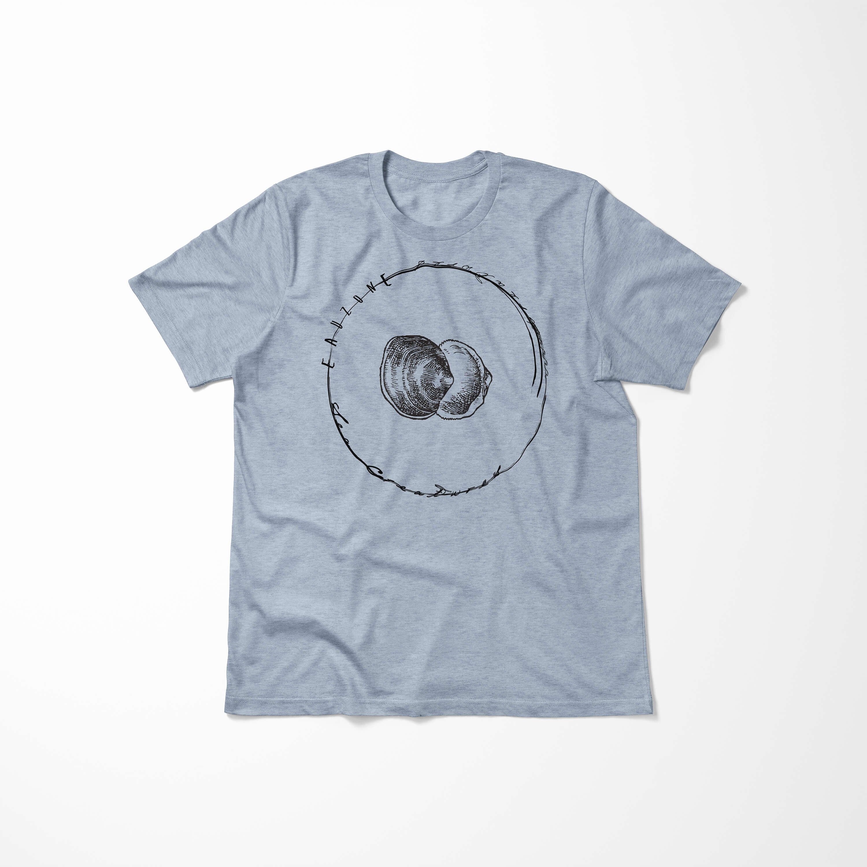 Sinus Art T-Shirt Denim feine sportlicher Sea Tiefsee Stonewash Schnitt - und Struktur Creatures, Sea / T-Shirt Serie: Fische 010