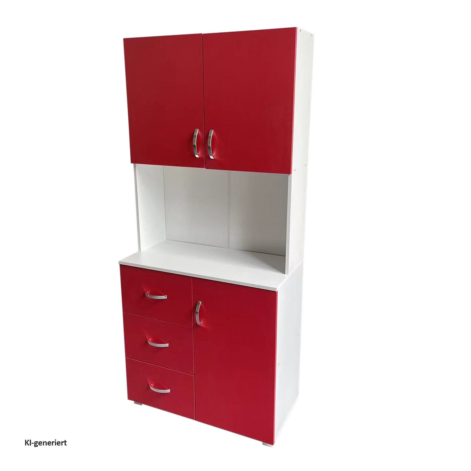 HTI-Living Kinderkleiderschrank Kinderzimmerschrank Rot Weiß (Stück, 1-St., 1 Schrank) Kleiderschrank Bücherregal 6 Regalfächer 3 Schubladen