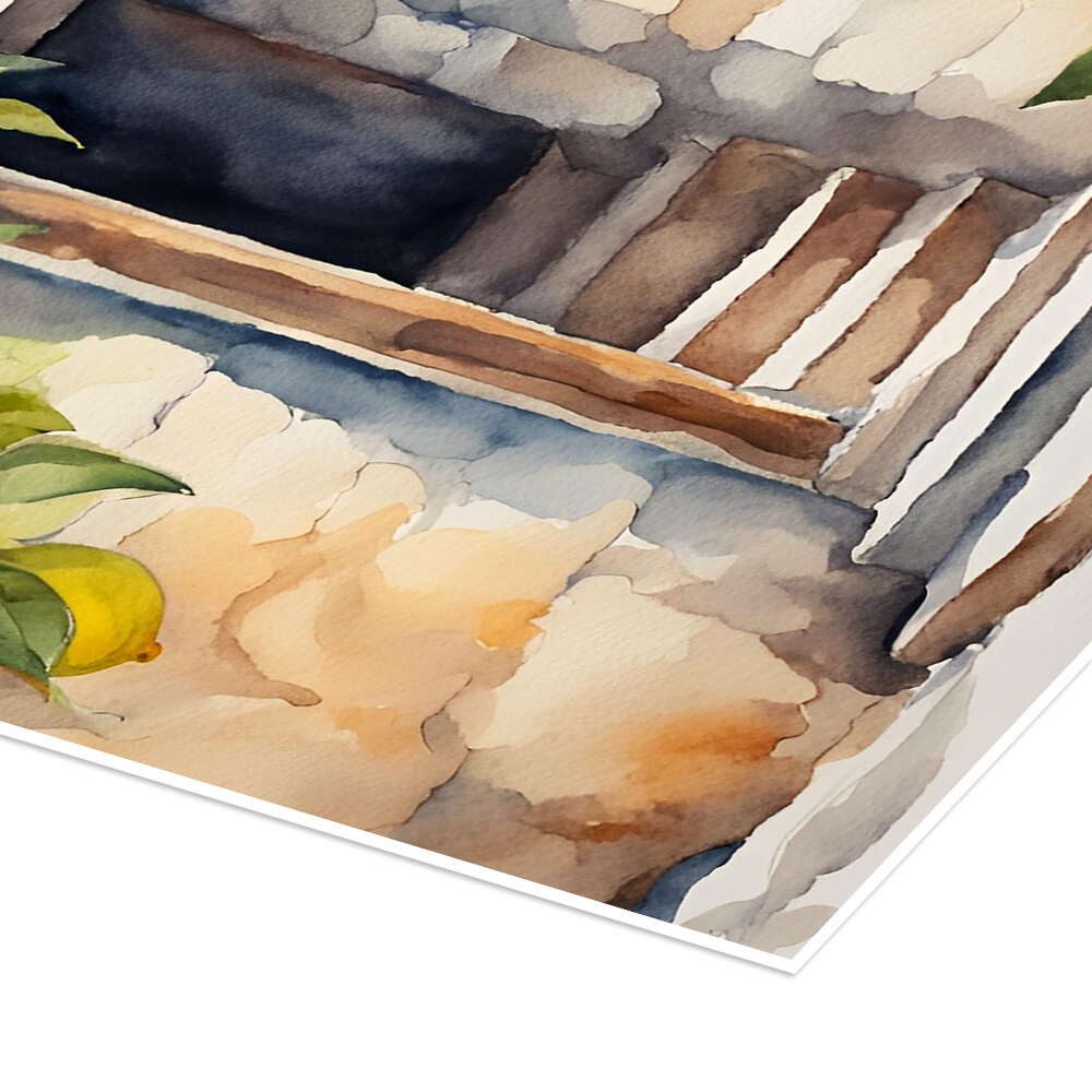 Posterlounge Wandbild Zitronenbaum vor Natursteinhaus, Ohkimiko, erhältlich als Poster, Leinwandbild, Wandsticker oder Acrylglasbild