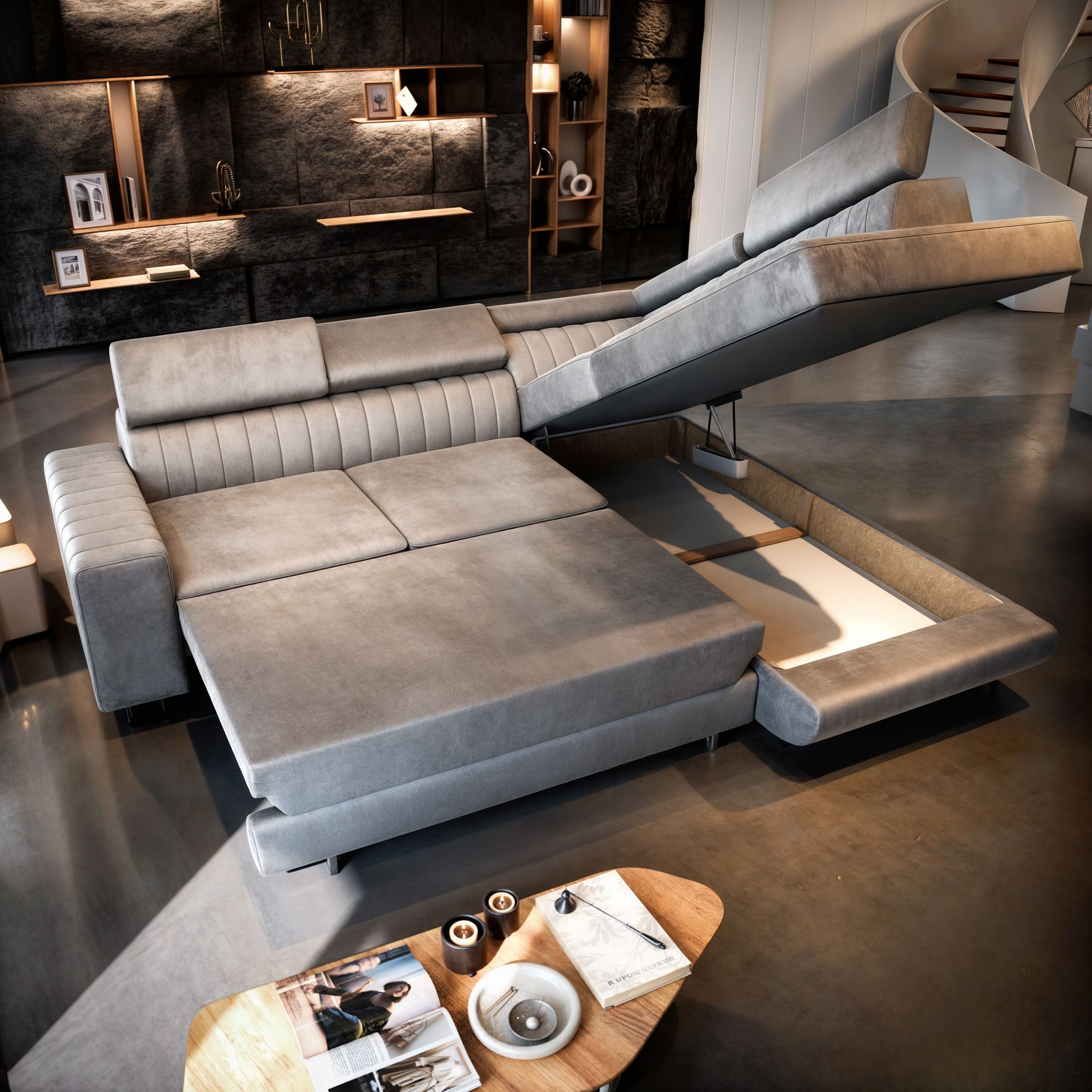 Masseno Ecksofa NOLA mit Schlaffunktion L-Form, Sofa mit Bettkasten