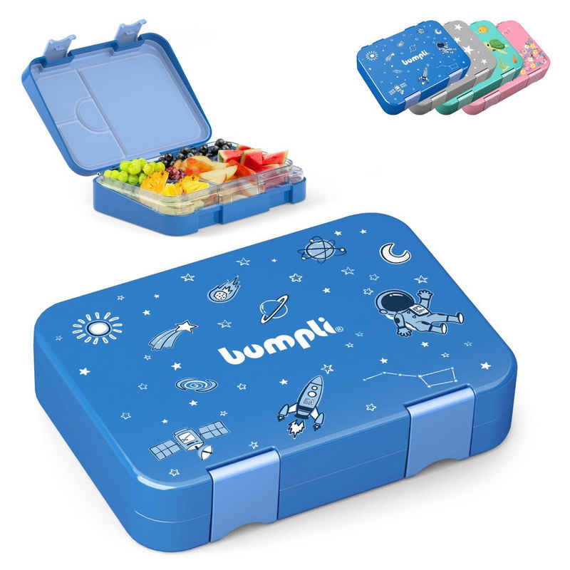 bumpli® Lunchbox 6 Fächer Kinder Brotdose Mit Motiven (6 Fächer) Brotbüchse, Vesperdose, Auslaufsicher & Kinderfreundliche Verriegelung