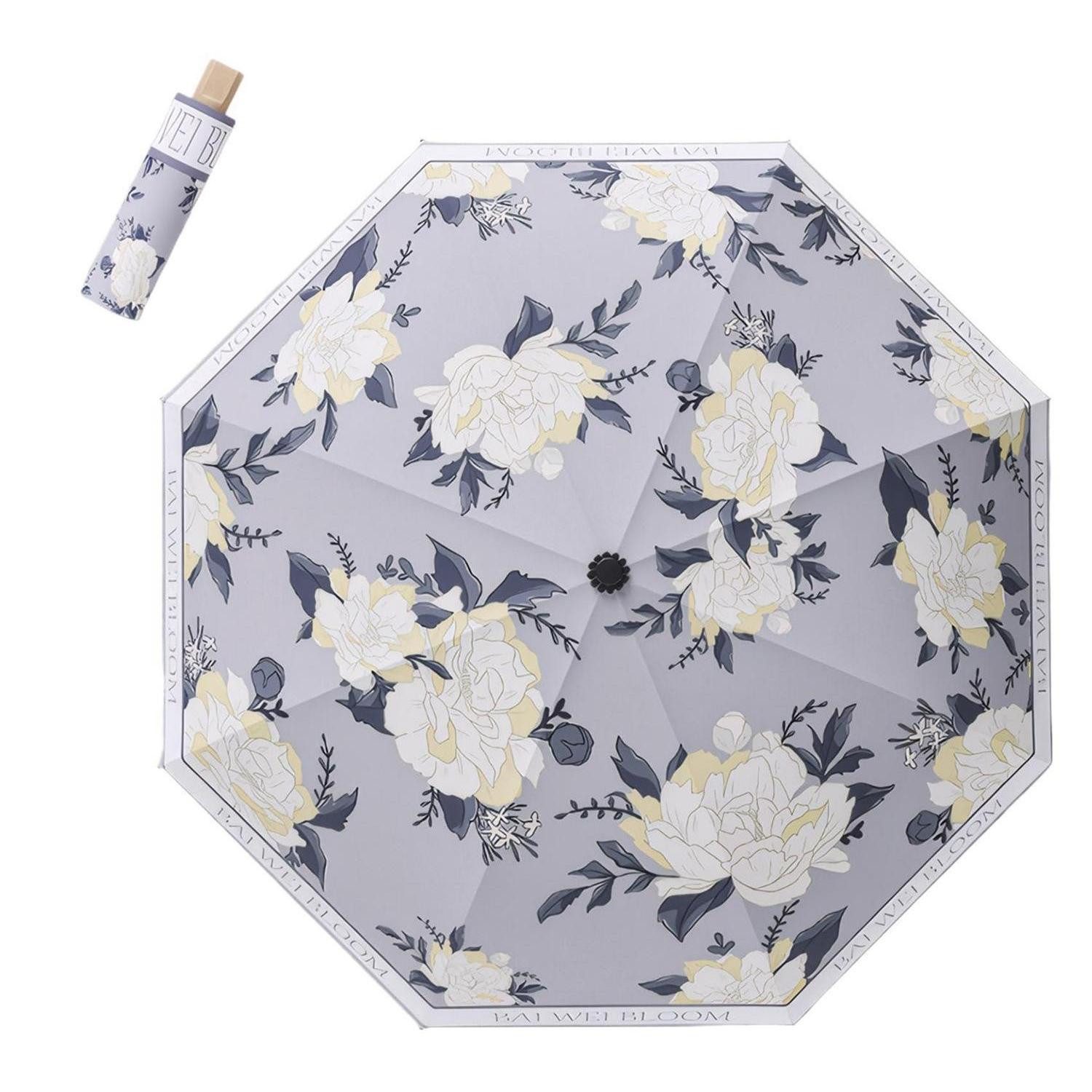 LuxusKollektion Taschenregenschirm Regenschirm UV-Schutz 50+ Vintage-Blume Damen