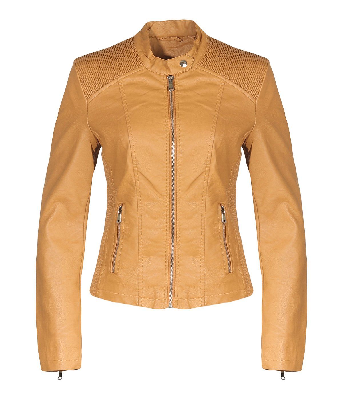 malito more than fashion Lederimitatjacke 5195 Bikerjacke Slimfit mit  Steppung