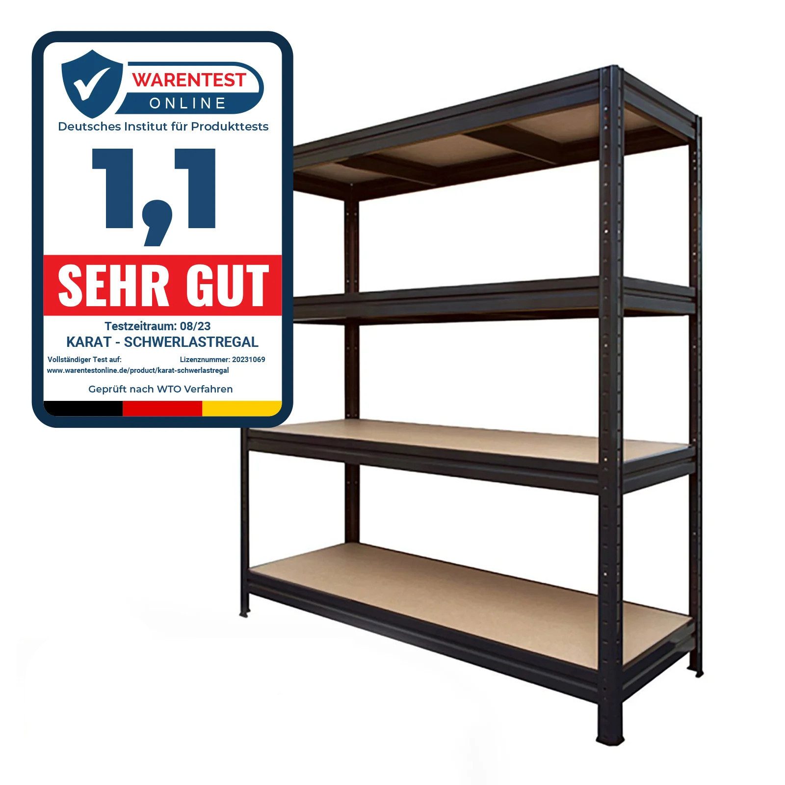 Floordirekt Schwerlastregal Weitspannregal Schwarz, Erhältlich in 2 Größen, Standregal, Traglast bis 1500 kg – Bild 3 von 3