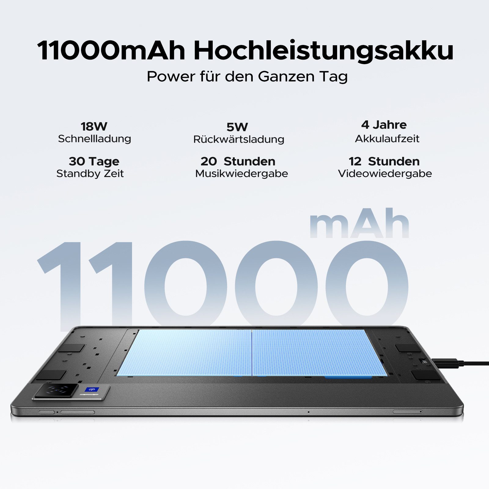 DOOGEE U13 Android 16 11000mAh Tablet 13 Zoll FHD+ 90Hz Display 6GB+256GB Tablet (13", Android 16, 13MP+8MP Kameras, ultradünn 7,8mm, WiFi5, GPS, Face ID, OTG, FM)