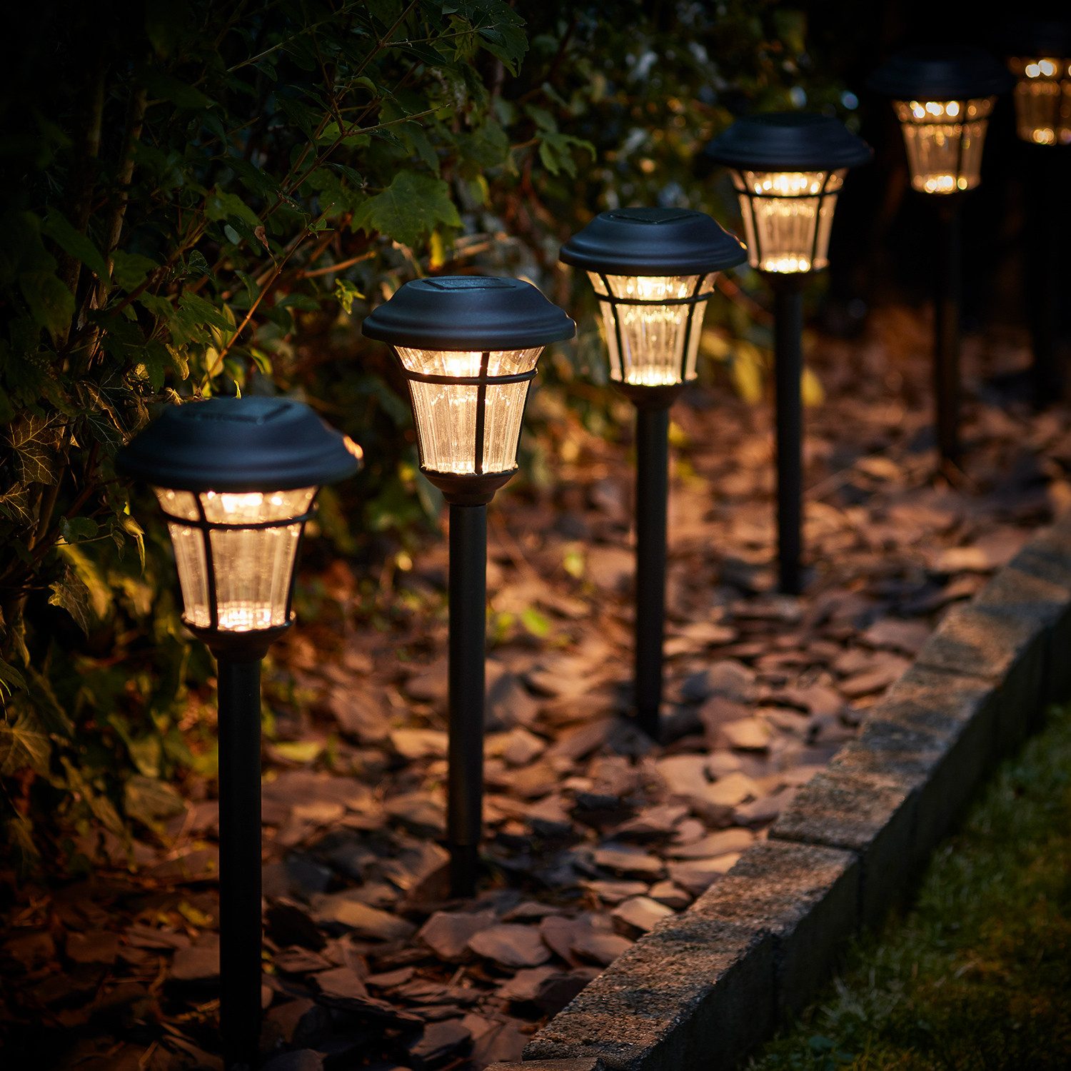 Lights4fun LED Gartenleuchte 6er Set Richmond Solar Stableuchten