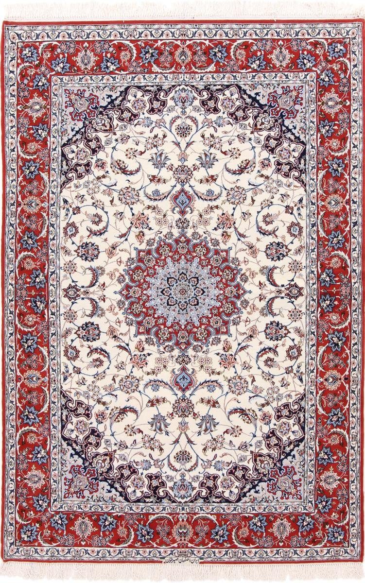 Orientteppich Isfahan Seidenkette 154x235 Handgeknüpfter Orientteppich, Nain Trading, rechteckig, Höhe: 8 mm