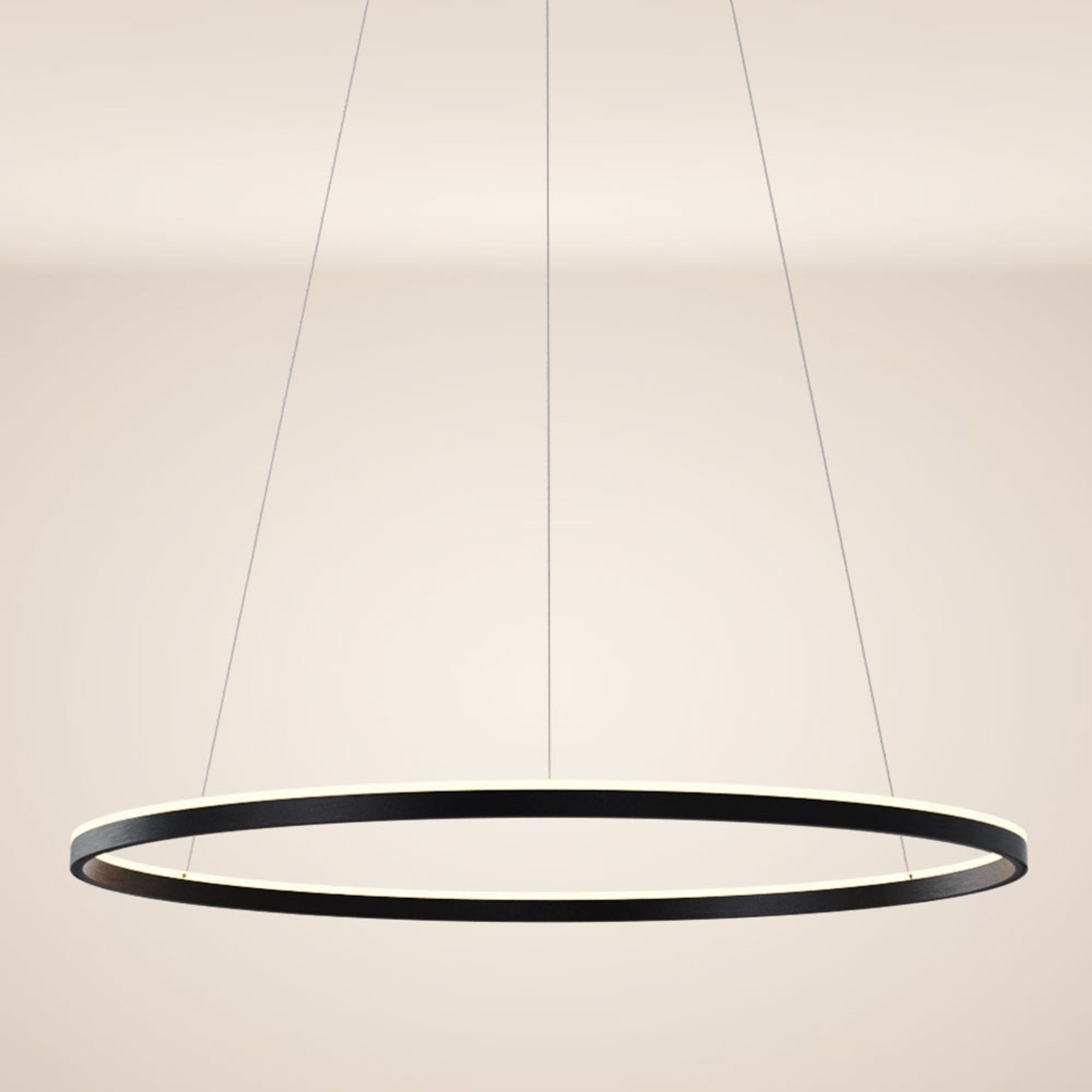 s.luce Pendelleuchte LED Ring Pendelleuchte rund Direkt oder Indirekt Schwarz, Warmweiß