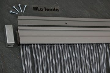 La Tenda Insektenschutz-Vorhang La Tenda SIENA 2 XL Streifenvorhang grau, 120 x 230 cm, PVC - Länge und Breite individuell kürzbar
