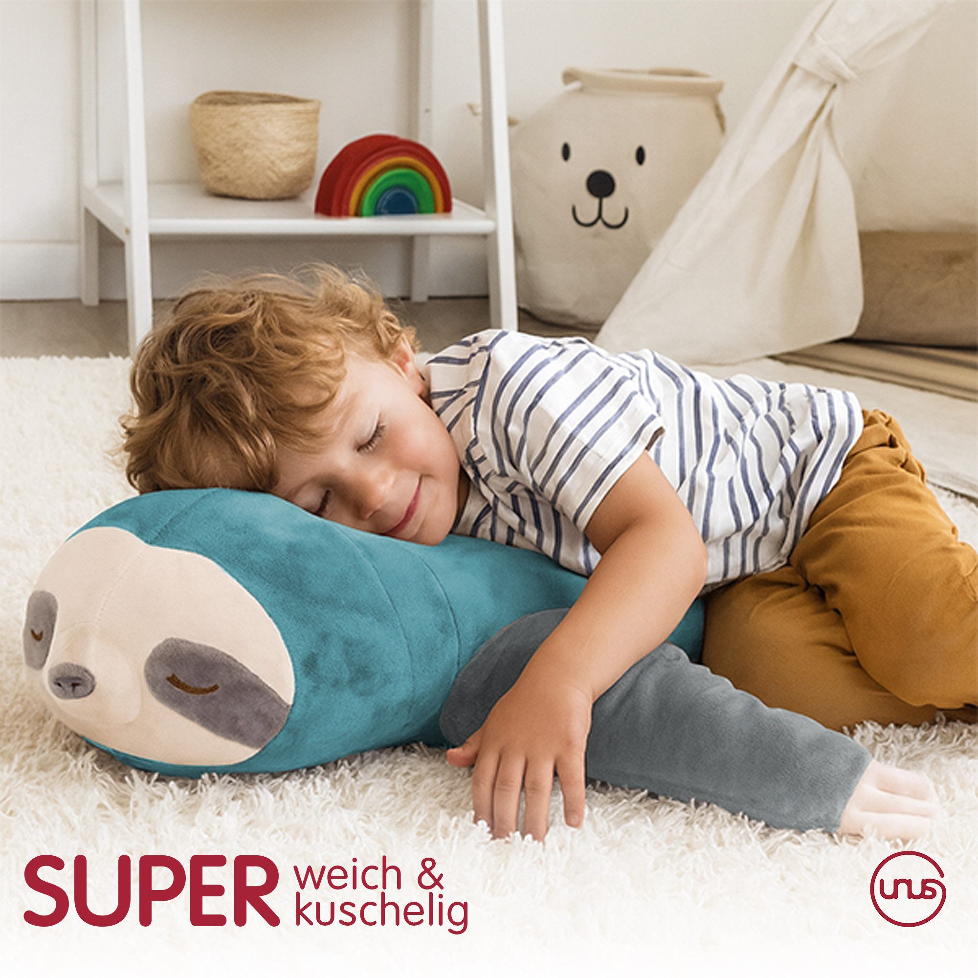 UNUS HOME Seitenschläferkissen Faultier Kissen, 1-tlg., 30 cm, Reisekissen für Kinder Dekoration extrem weich