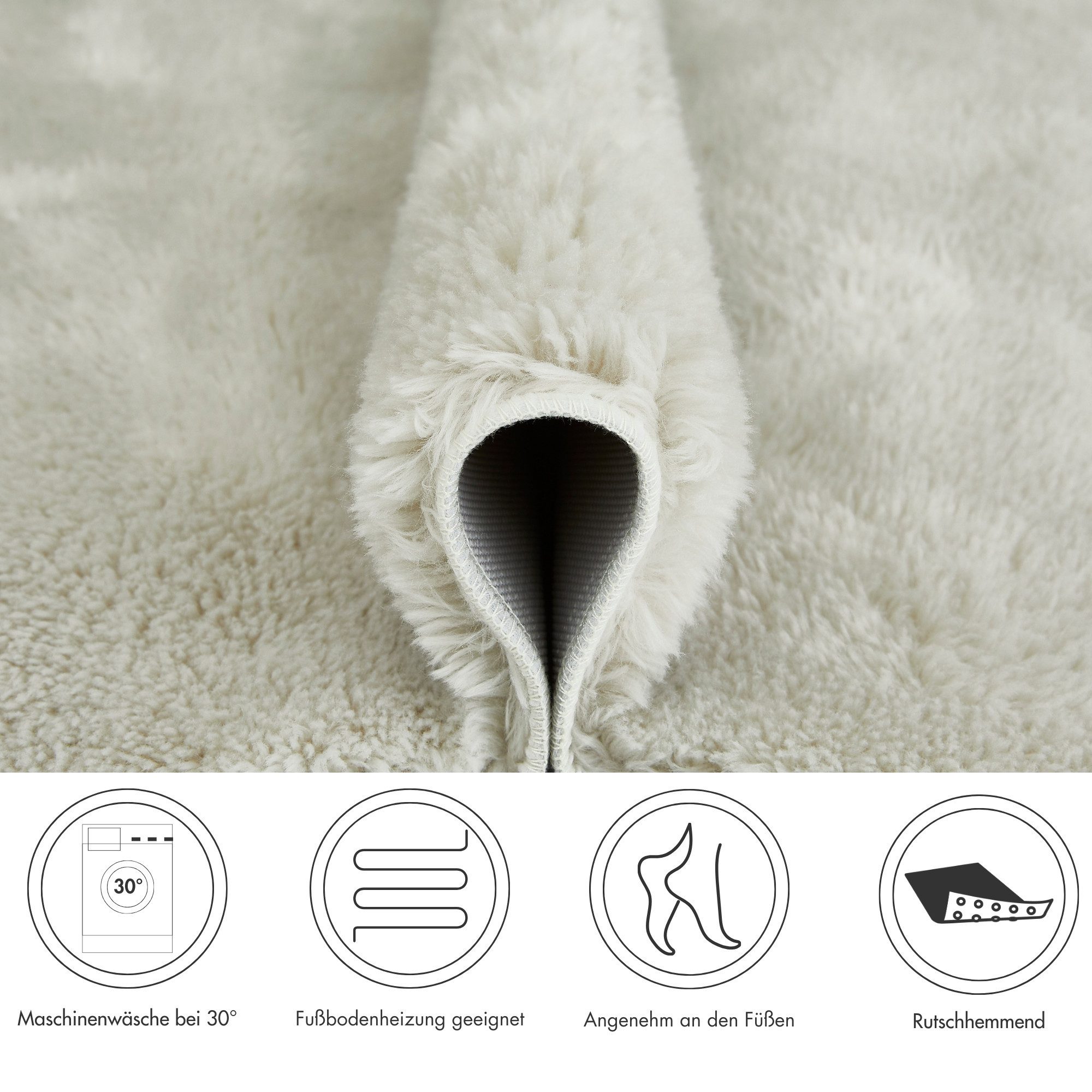 Andiamo Badematte Florida, Höhe 23 mm, rutschhemmend beschichtet, schnell trocknend, fußbodenheizungsgeeignet, Polyester, rechteckig, 2er-Set 40x60 cm / 50x80 cm, Uni Farben, besonders weich, auch als 2er Set erhältlich