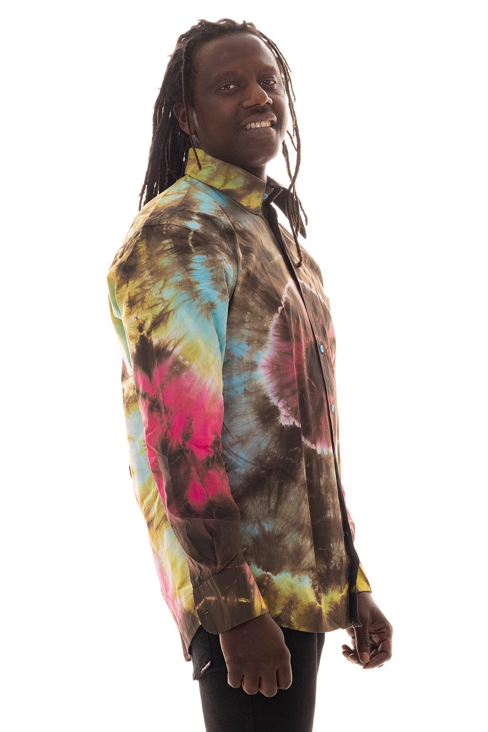 Comycom Langarmhemd Herren Batik hellblau bunt