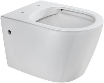 welltime Tiefspül-WC Vigo, wandhängend, Abgang waagerecht, spülrandlose Toilette aus Sanitärkeramik, inkl. WC-Sitz mit Softclose