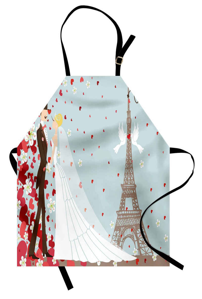 Abakuhaus Kochschürze Höhenverstellbar Klare Farben ohne verblassen, Paris Französisch Paar und Herzen