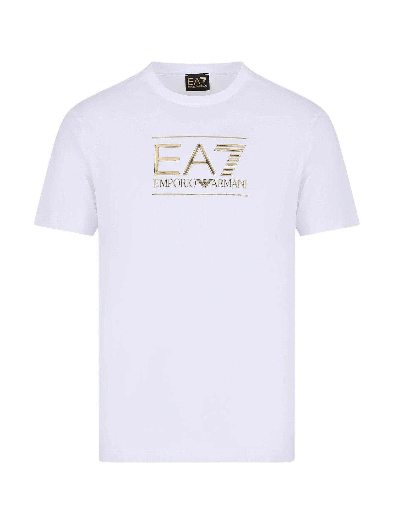 Armani Gold Shirt weiss Tee Label mit Rundhalsausschnitt T-Shirt Emporio (1-tlg)