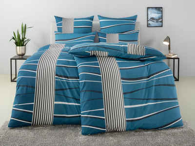 Bettwäsche Renu in Gr. 135x200 oder 155x220 cm, my home, Linon, Bettwäsche aus Baumwolle, grafische Bettwäsche mit Wellen-Design