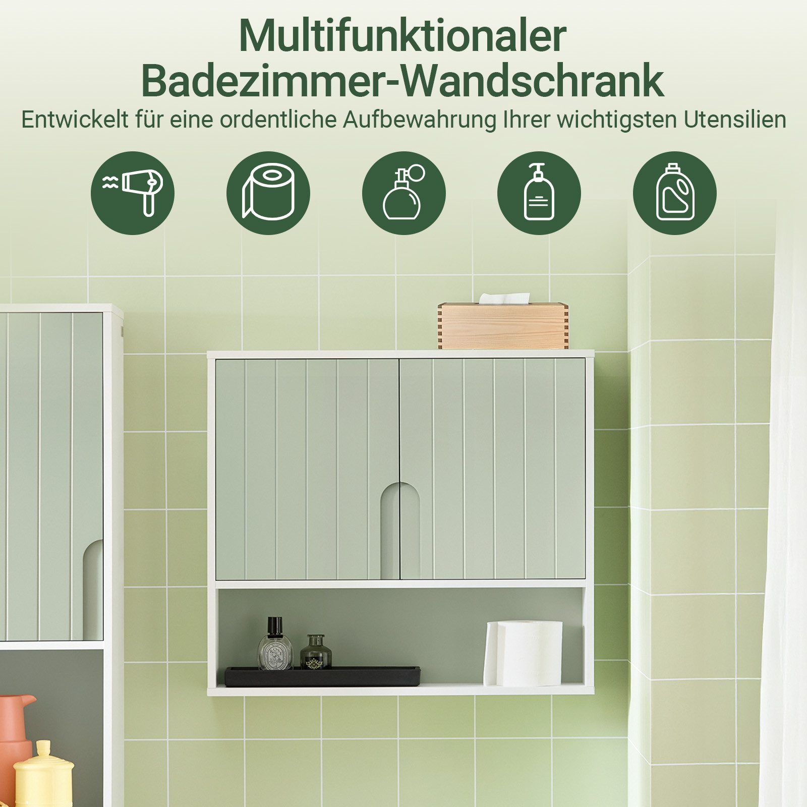 SoBuy Hängeschrank BZR140 Badschrank Wandschrank Badhängeschrank Küchenschrank Medizinschrank – Bild 2 von 5