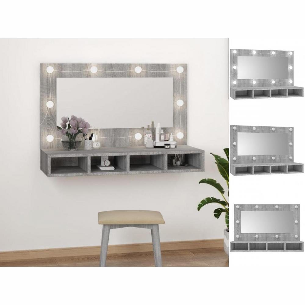 vidaXL Spiegel Spiegelschrank mit LED Grau Sonoma 90x31,5x62 cm