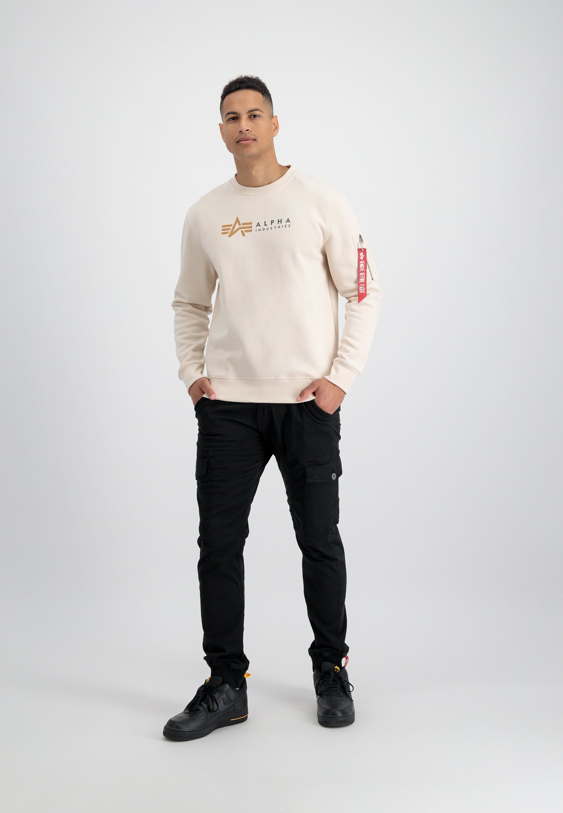 Men Sweatshirts stream jet Alpha Industries Alpha - Alpha Label Sweater white Sweater Industries