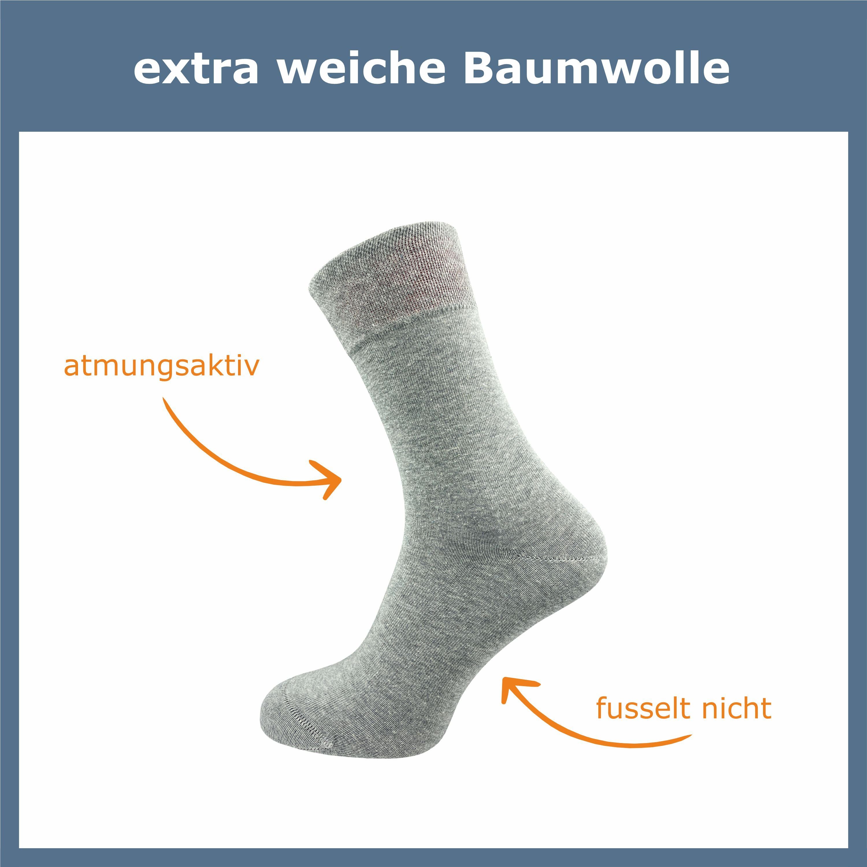 & - Herren Baumwolle für Naht blau Komfortbund hellgrau doppelt ohne - Damen Premium drückende (6 Paar) Socken GAWILO schwarz, aus gekämmter hochwertiger, & grau
