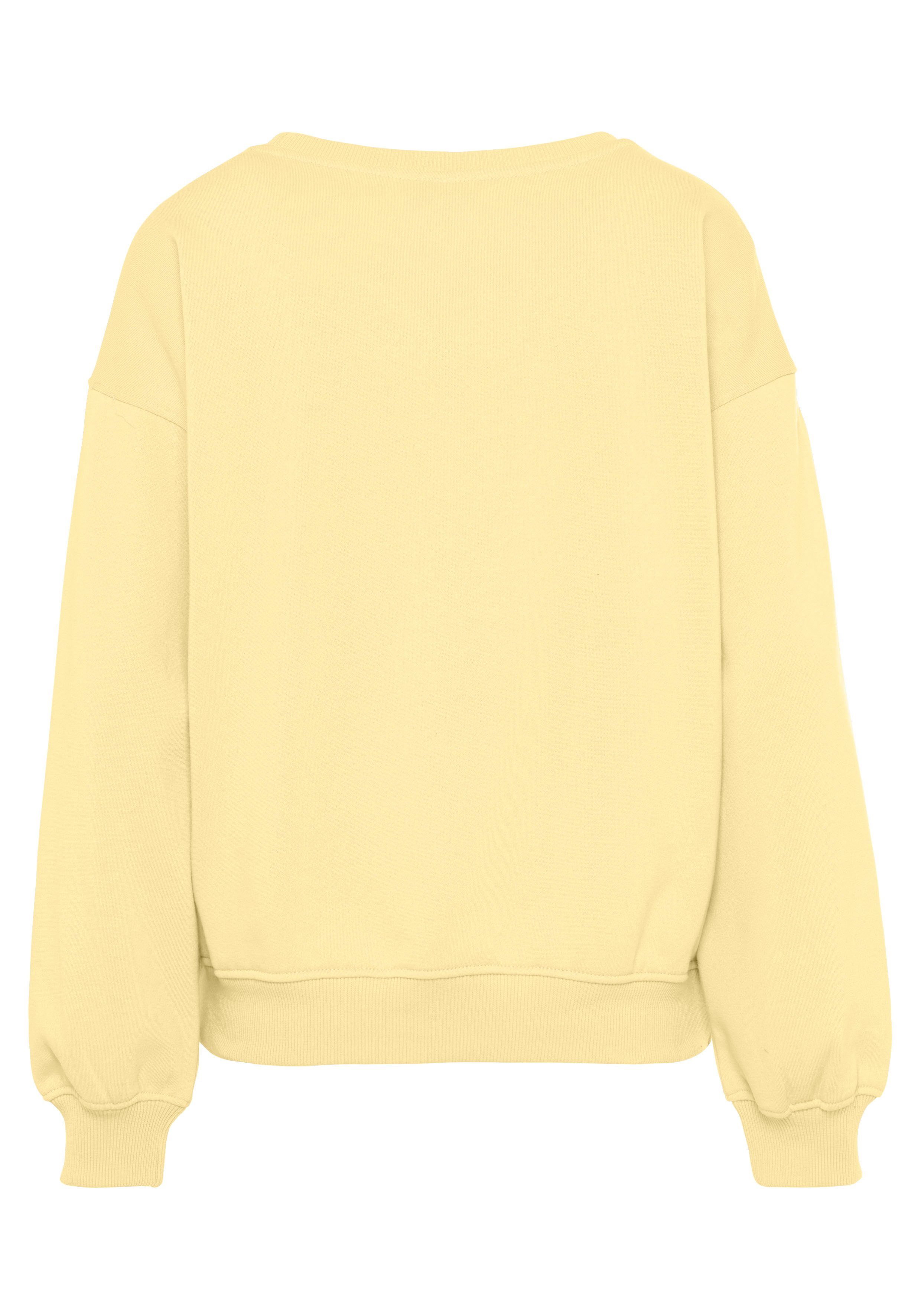 Sweatshirt Loungeanzug Buffalo Rippbündchen Sunshine und mit Druck, gelb