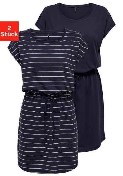 ONLY Shirtkleid ONLMAY LIFE S/S DRESS 2 PACK CS JRS (2er-Pack) flexibel taillierbar für individuelle Passform