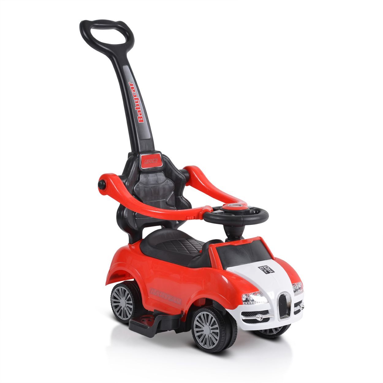 Moni Rutscher Rider 308 2 in 1, Schiebestange, Sicherheitsbügel, Fußstützen, Musikfunktion, Staufach