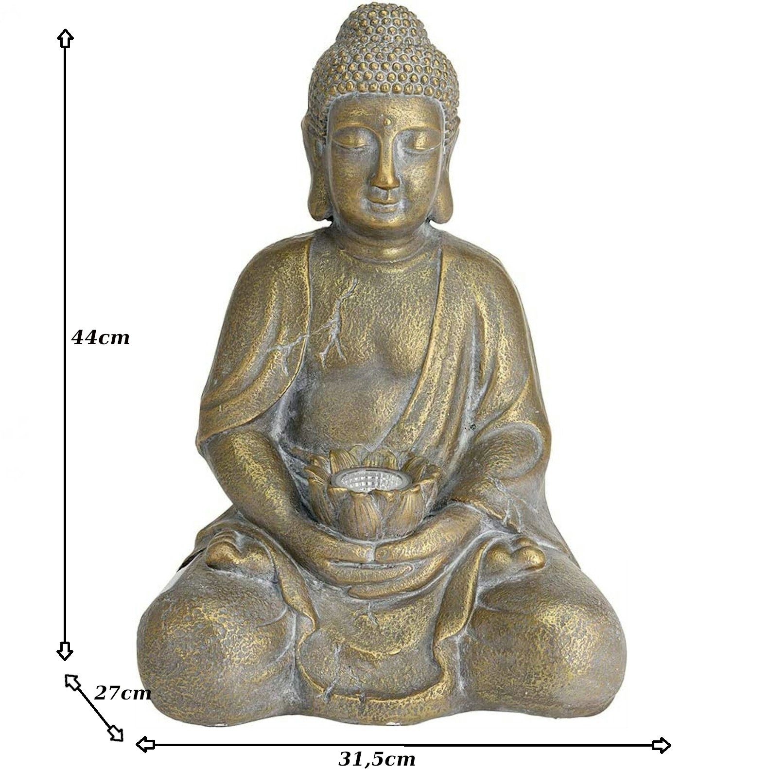 Solarbeleuchtung Garten 44cm INtrenDU mit Gartenfigur Sensorautomatik Sensorautomatik, Buddha Figur und