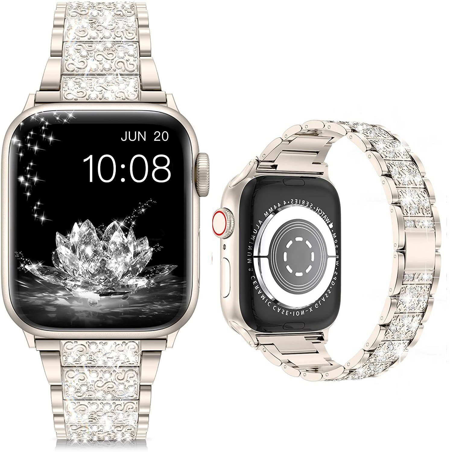 ELEKIN Smartwatch-Armband Für Apple Watch Armband,41 mm-38 mm,42 mm-45 mm Serie 7654321 Sternenlicht