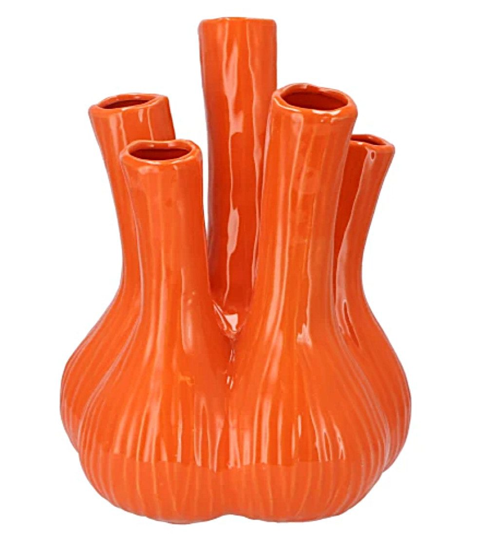 Dekovase Steckvase Orange Modern Sommer Handarbeit 35 cm