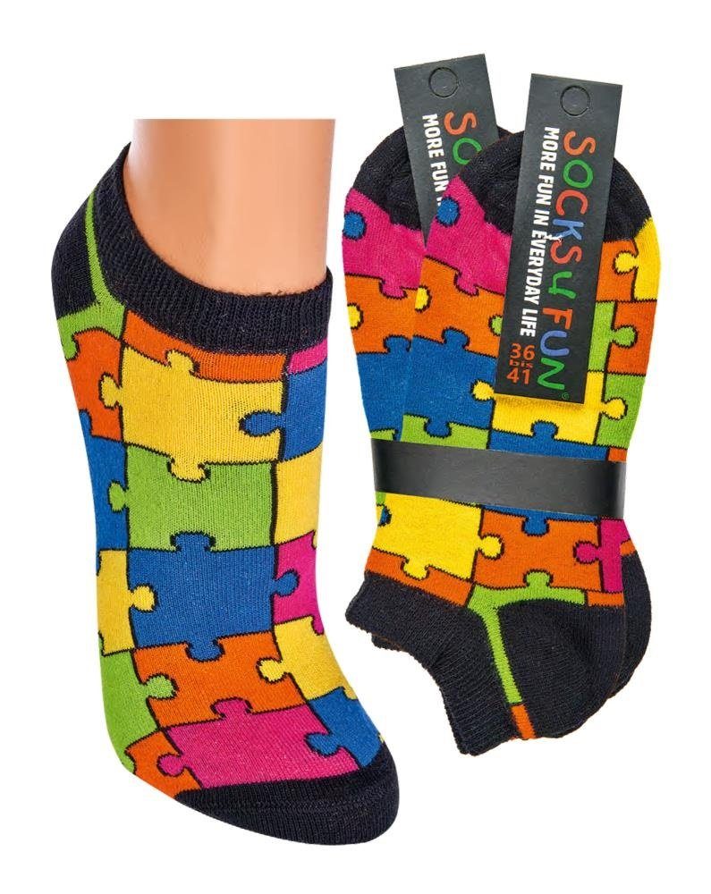 Sneakersocken Socks4Fun Sneakersocken Motiv Puzzle 2er Bündel
