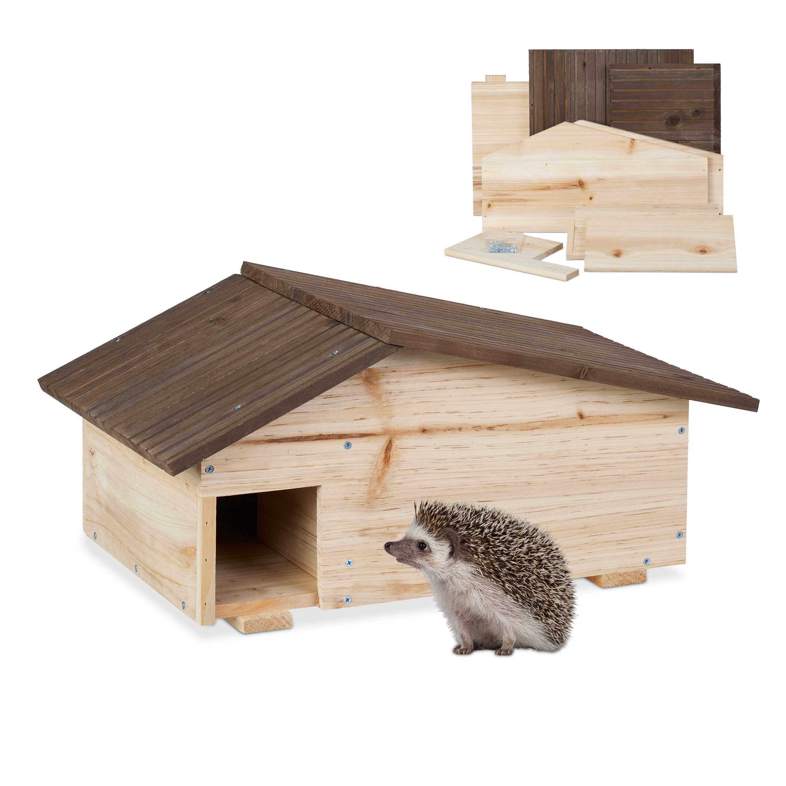 relaxdays Igelhaus mit Bode, natur