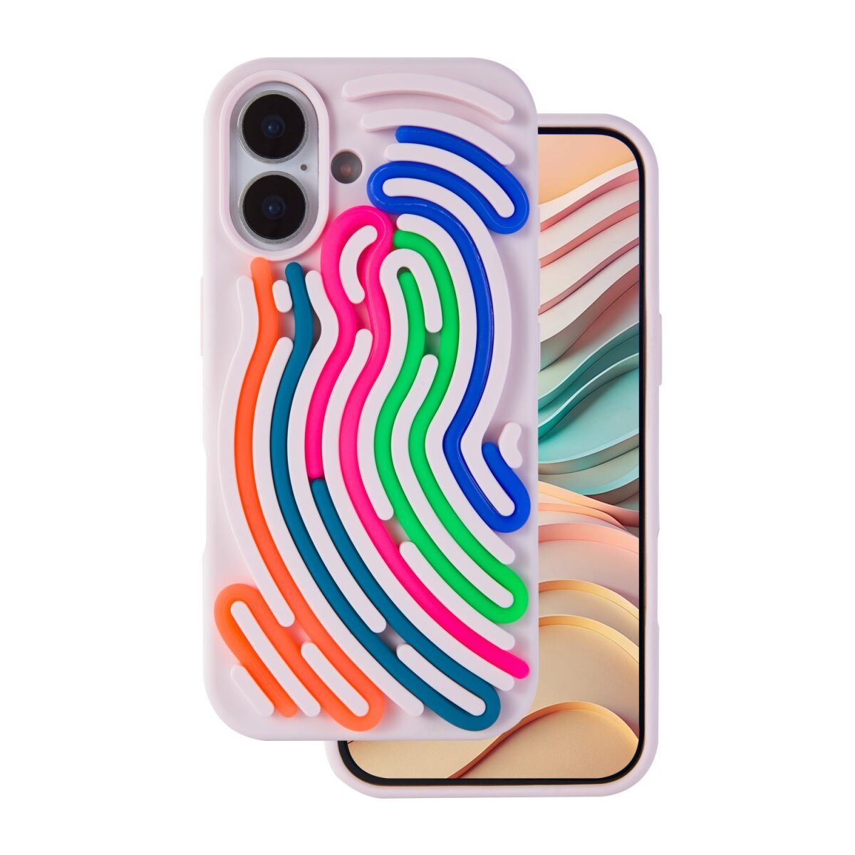 COFI 1453 Handyhülle DIY Snake kompatibel mit Apple iPhone 14 Rosa mit Silikonbändern 6,1, Personalisierbare Hülle mit Silikonbändern