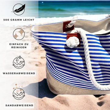 furora HOLIDAY Strandtasche Badetasche mit Reißverschluss & 2x Innentaschen, Beach Bag XXL