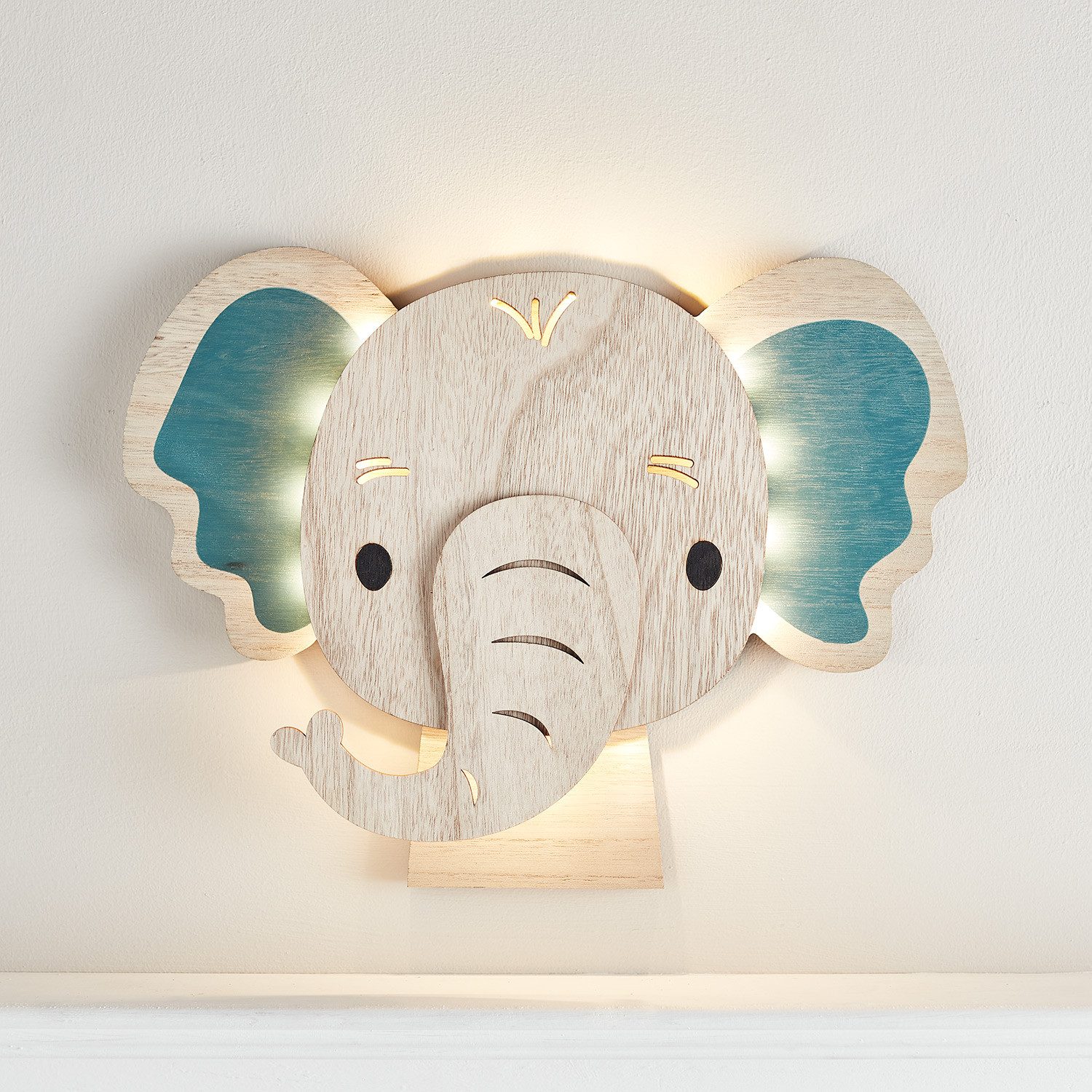 Lights4fun LED Wandleuchte Elefanten Wandlampe Kinderzimmer