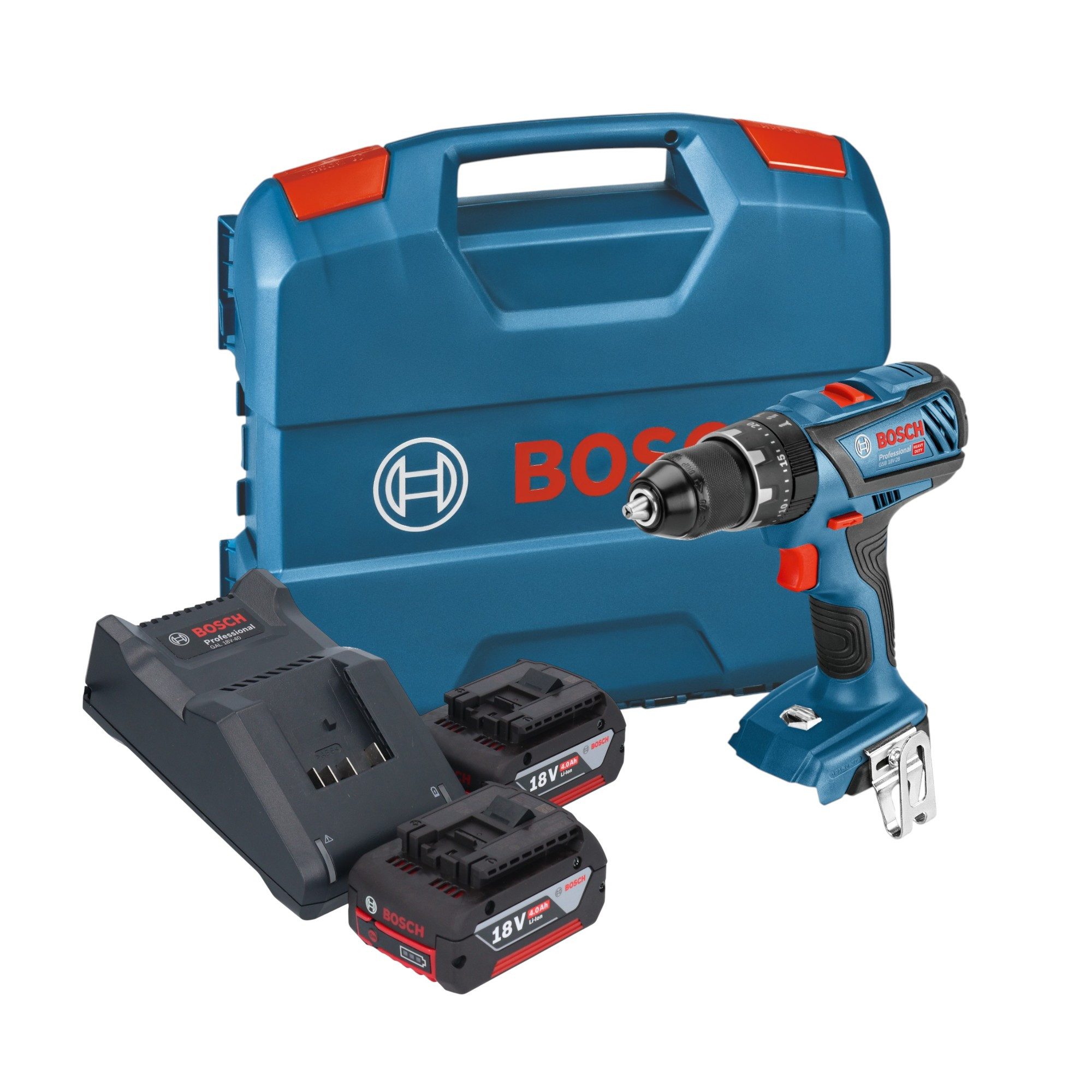 Bosch Professional Akku-Schlagbohrschrauber GSB 18V-28 Professional Akku Schlagbohrschrauber 18 V 63 Nm + 2x Akku