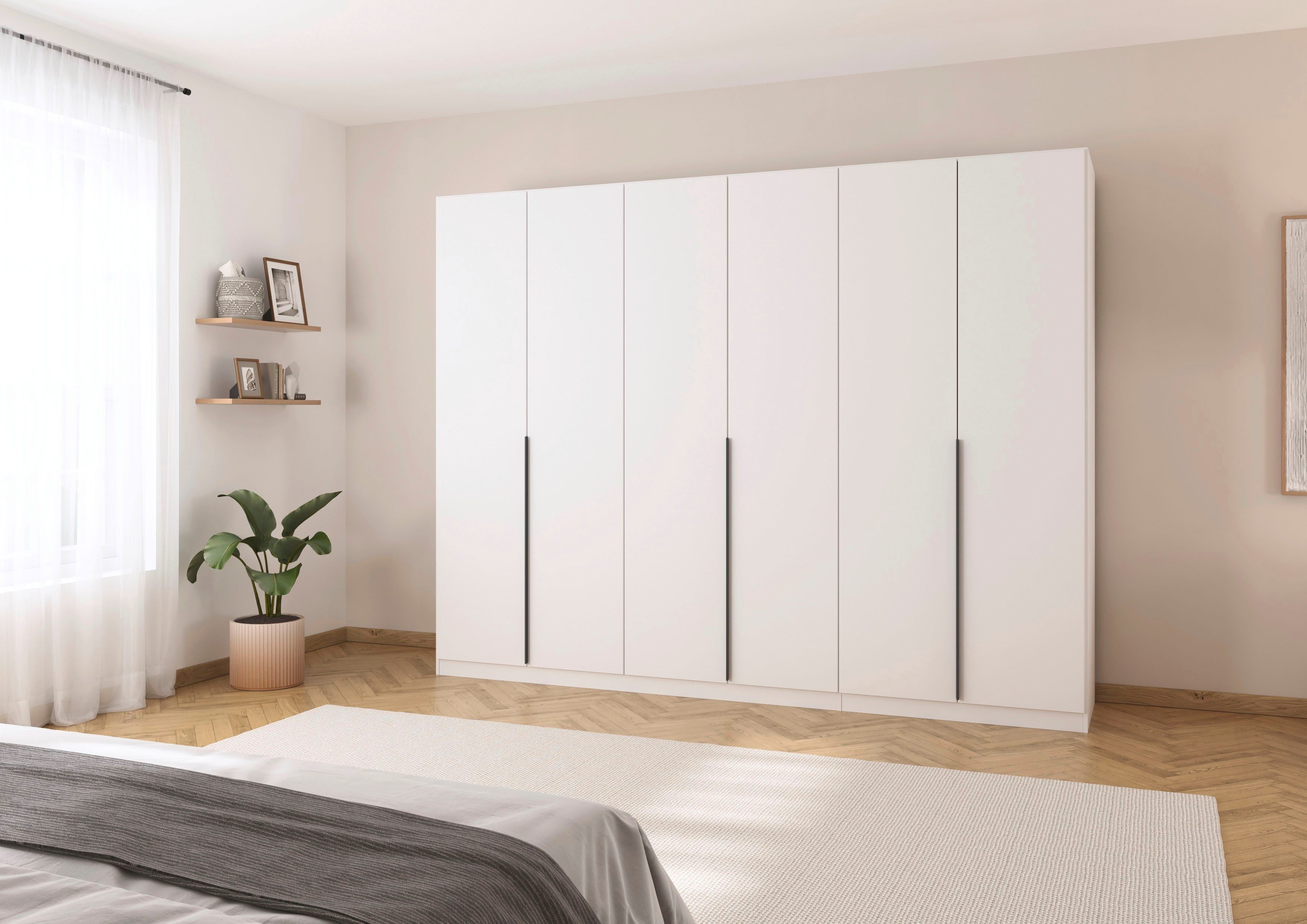 OTTO home Drehtürenschrank Kleiderschrank Schrank Garderobe AGORDO Schlafzimmer (in zwei Griff-Farben, Breiten 91-405 cm, Dekor- oder Hochglanzfront) durchdachte Innenausstattung, in 8 Breiten und 2 Höhen MADE IN GERMANY