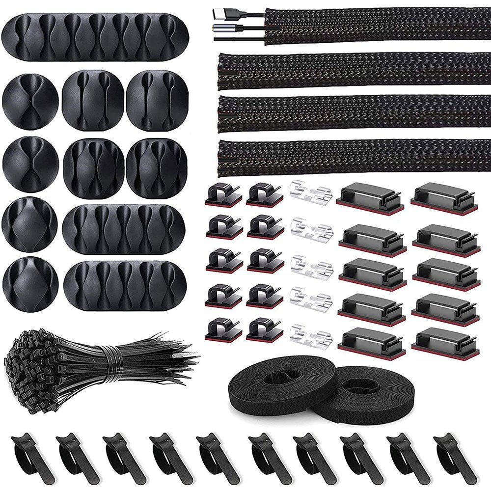 zggzerg Kabelbinder Kabelmanagement Kit 152Pcs,Kabel Draht Management Set für Zuhause/Büro (152-St)