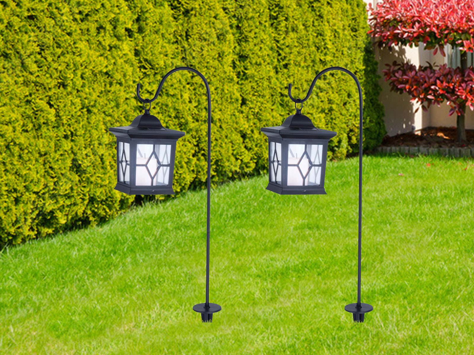 meineWunschleuchte LED Solarleuchte, LED fest integriert, 2er Set ausgefallene Laterne Solar-licht draußen für den Garten H 68cm