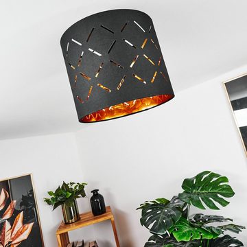 hofstein Deckenleuchte »Ronzone« Deckenlampe aus Metall/Stoff in Schwarz/Gold, ohne Leuchtmittel, moderne Lampe mit Stoffschirm und Lichtspiel an der Decke, 1xE27